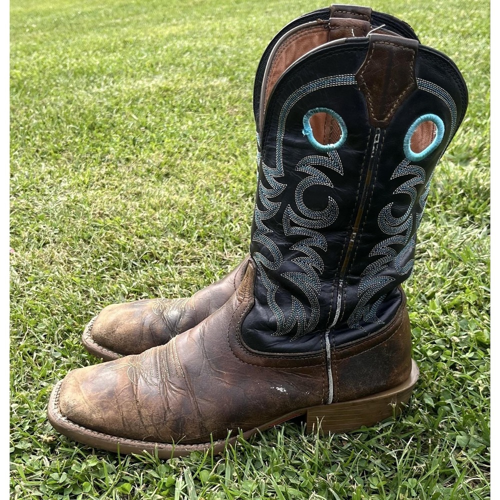 Justin Boots Mens Size 10.5 D Brown Leather Work Western Square Toe SE7611